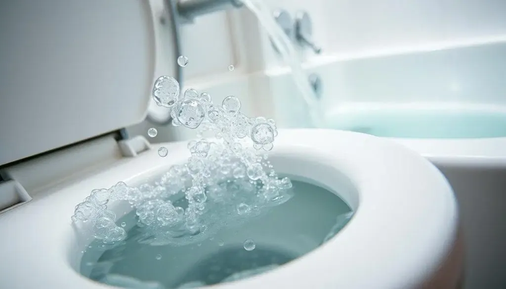 toilet bubbles when tub drains causes