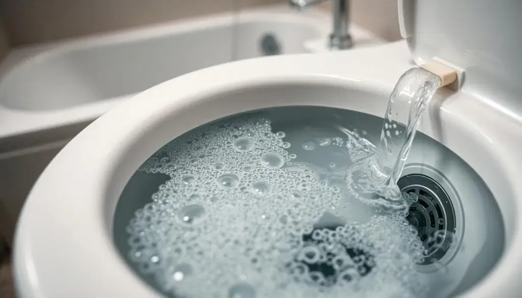 toilet bubbling when bathtub drains
