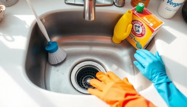 how to clean kitchen sink drain