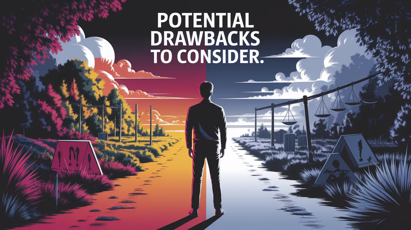 A conceptual illustration representing Potential Drawbacks to Consider. Visualize the main ideas: . Creative but clear representation of the concept. Style: photorealistic. high quality, detailed, professional, clean composition, good lighting, sharp focus, well-composed. high quality, professional, detailed, well-composed