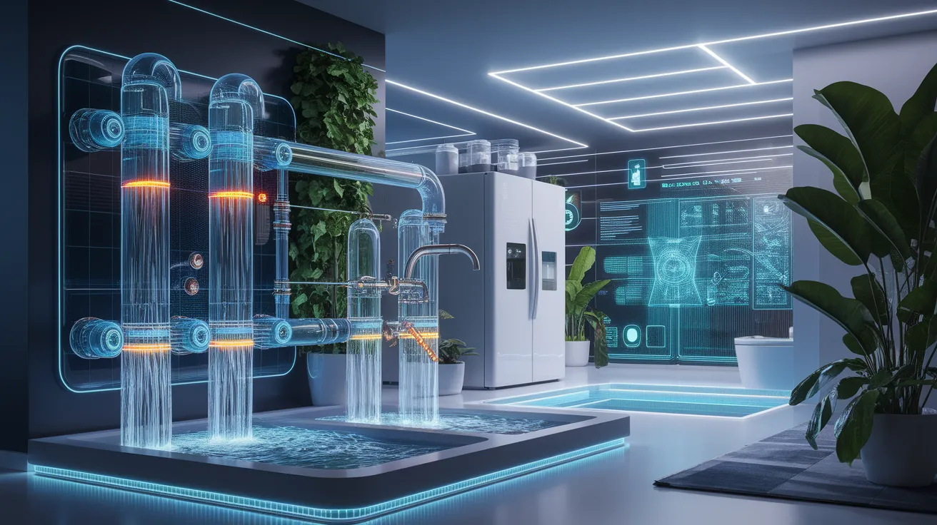 A conceptual illustration representing Welcome to the Future of Plumbing. Visualize the main ideas: . Creative but clear representation of the concept. Style: photorealistic. high quality, detailed, professional, clean composition, good lighting, sharp focus, well-composed. high quality, professional, detailed, well-composed